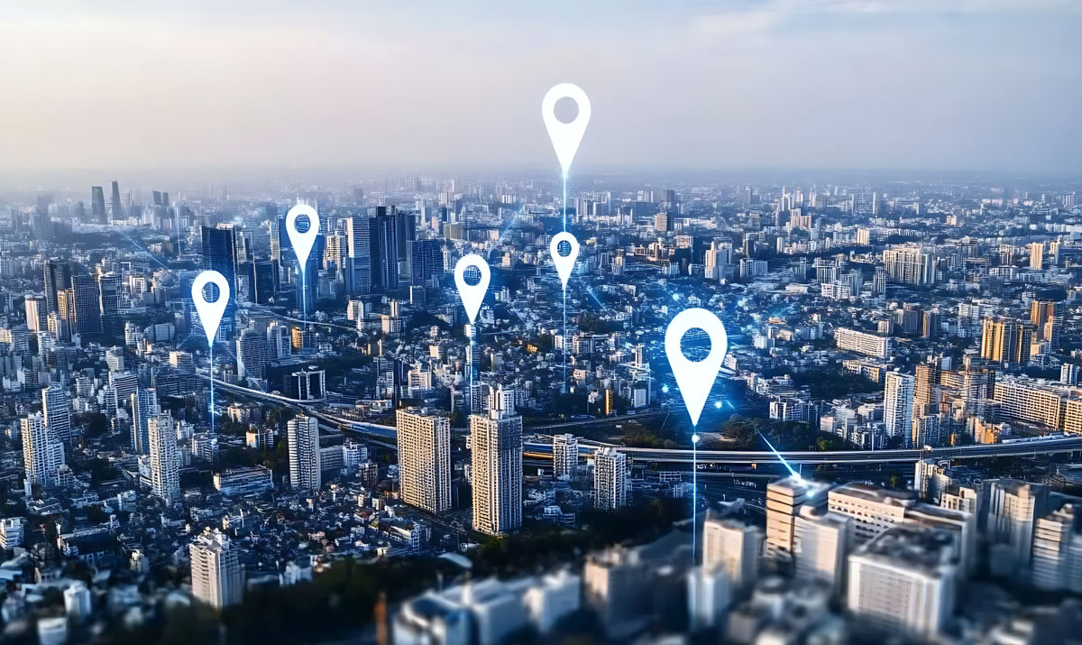 Multi-location map with pins